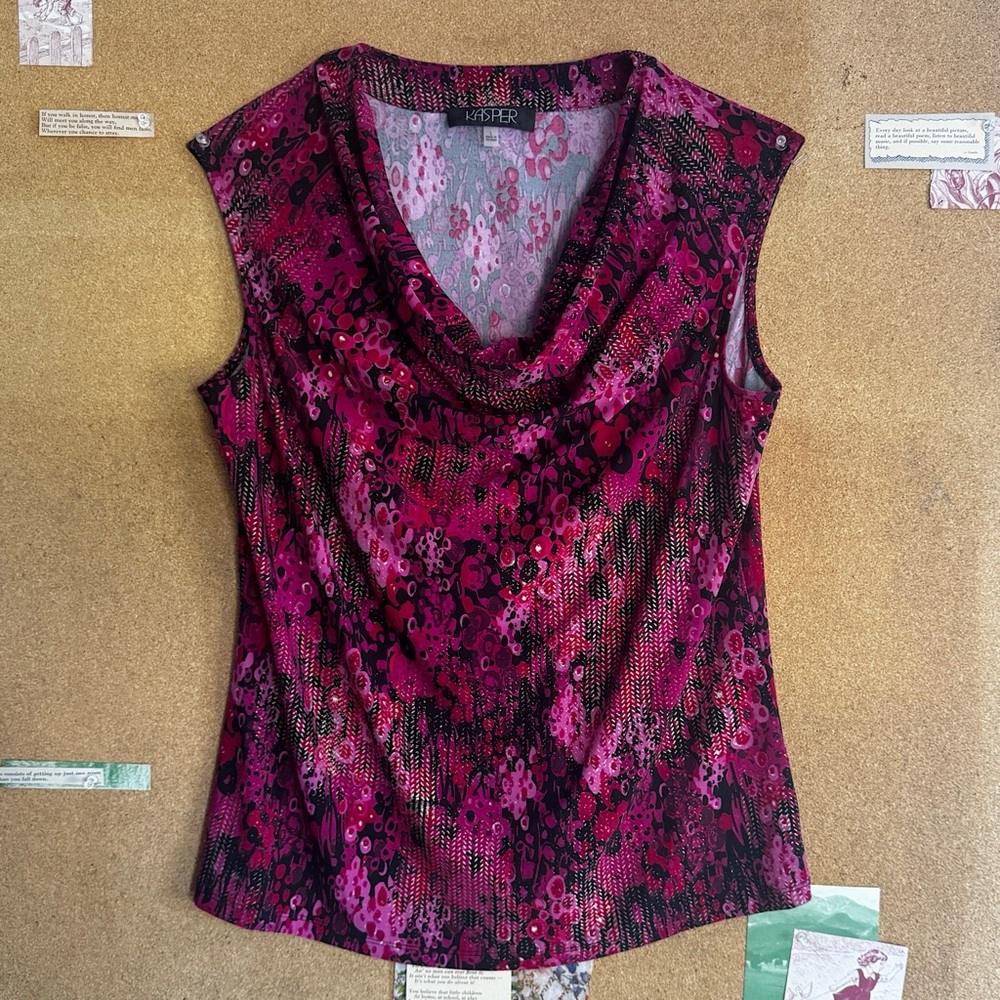 Kasper Pink and Black Sleeveless Blouse